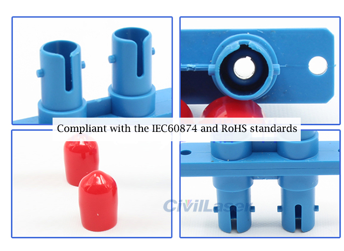 Singal Mode Double Core Plastic Fiber Optic Adapter ST Flange Plate